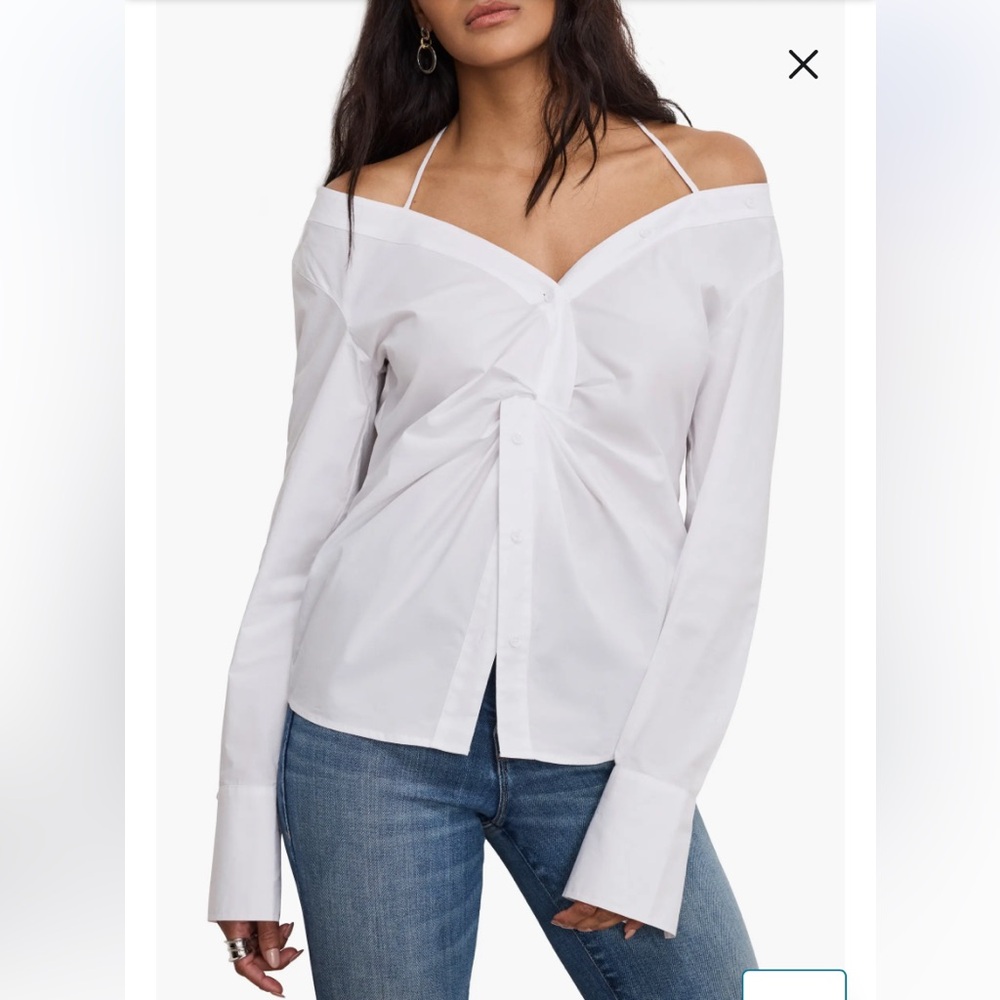 Reformation white off shoulder blouse long sleeve SZ XS top